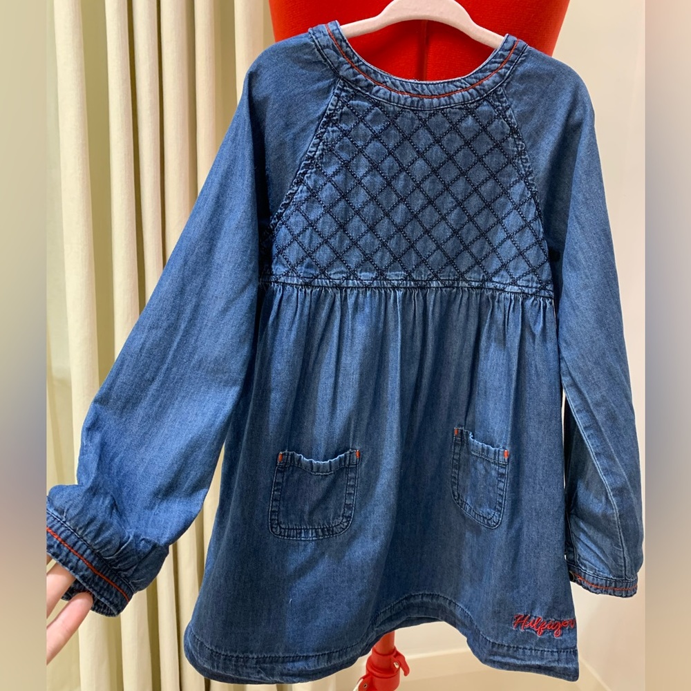 Tommy Hilfiger Denim Dress long sleeve red stitching (5 years)